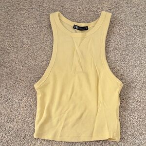 Zara Light Yellow Ribbed Tank Top